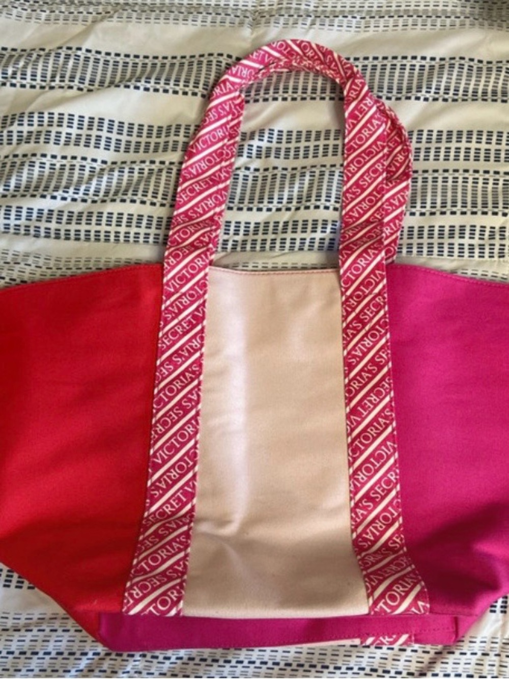 Victoria's Secret Pink, Red and Cream Logo Strap Tote